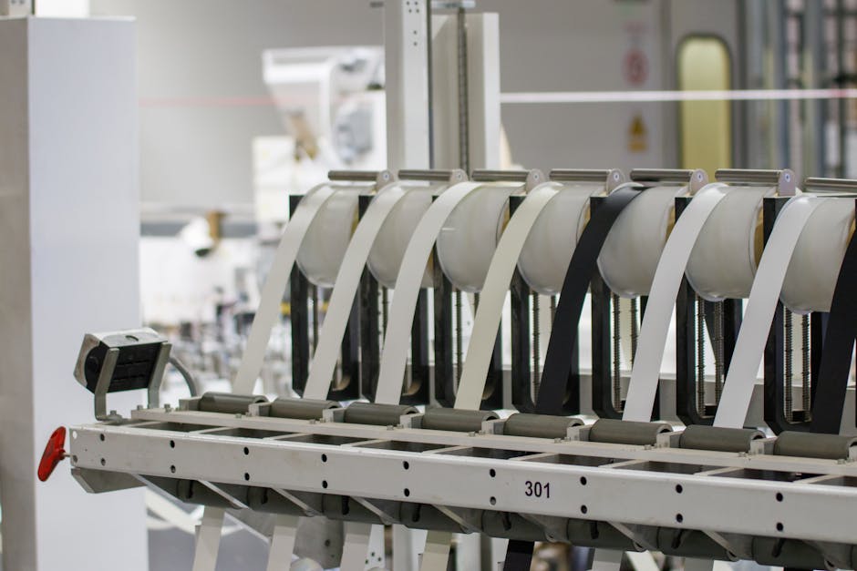 Modern industrial machine in operation in a manufacturing facility showcasing advanced technology.